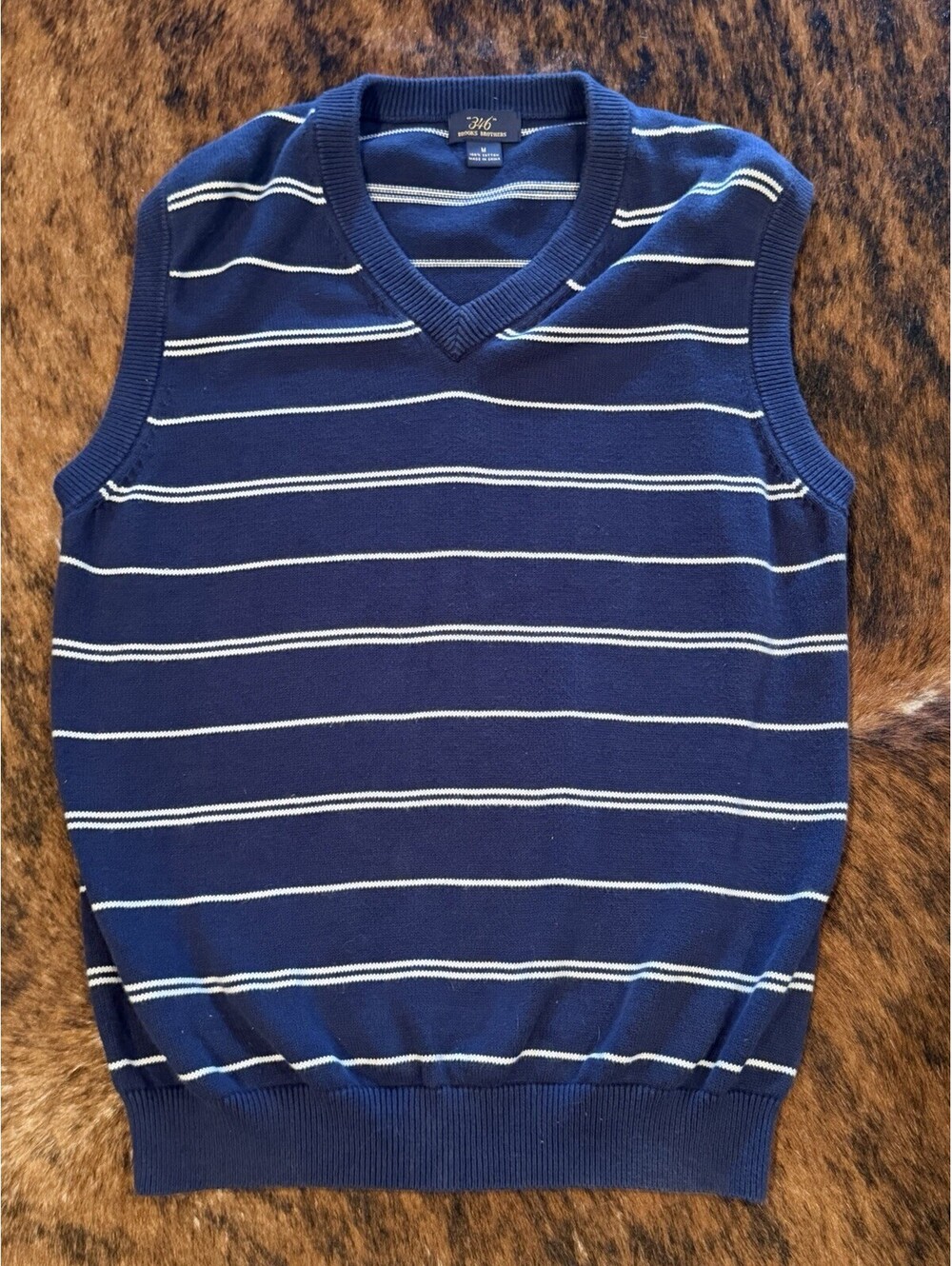 Brooks Brothers 346 Sweater Vest Men’s XL Blue Striped V-Neck Preppy Old Money